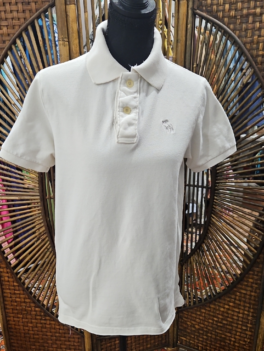 VTG Y2K Abercrombie & Fitch Off-White Men's Polo Shirt. Size S